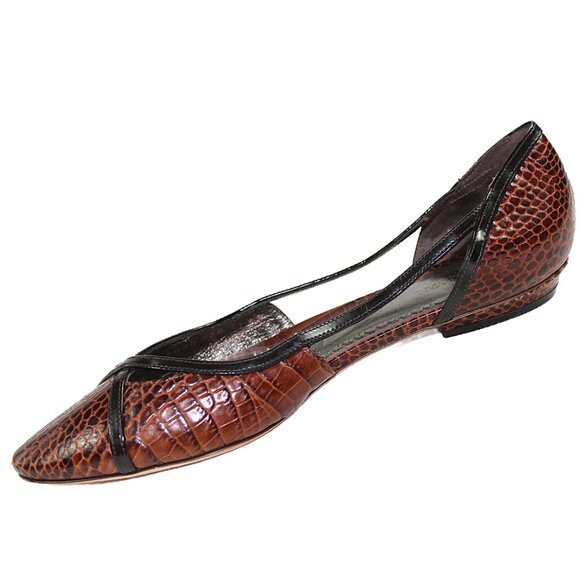 Giorgio Armani Brown Reptile Embossed Slip-On Ballet Flats, Size 36.5  (US 6.5) - Picture 4 of 9